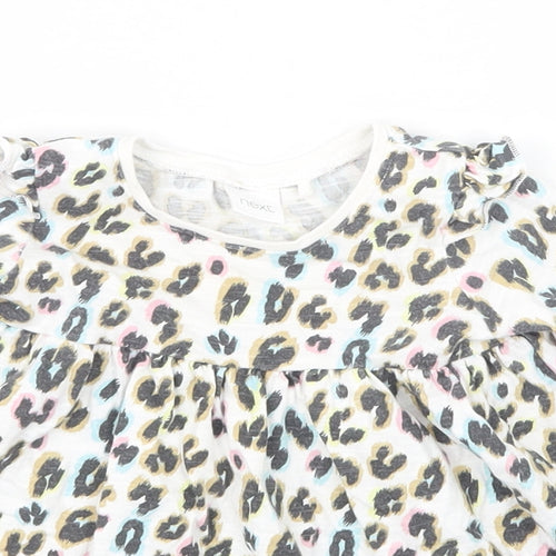 NEXT Girls White Animal Print  Basic T-Shirt Size 3-6 Months