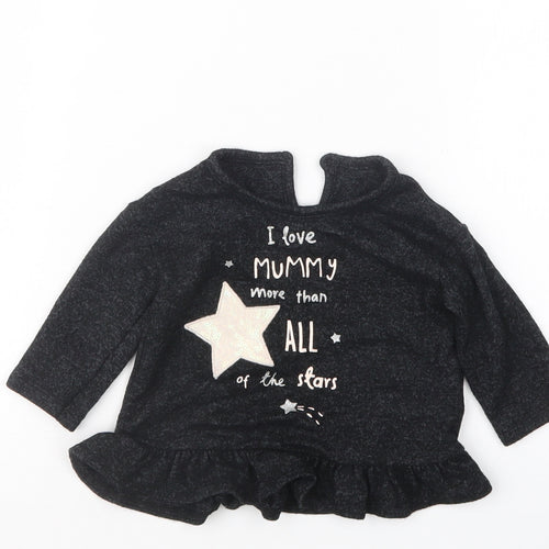 George Girls Black   Basic T-Shirt Size 3-6 Months