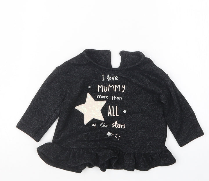 George Girls Black Basic T-Shirt Size 3-6 Months