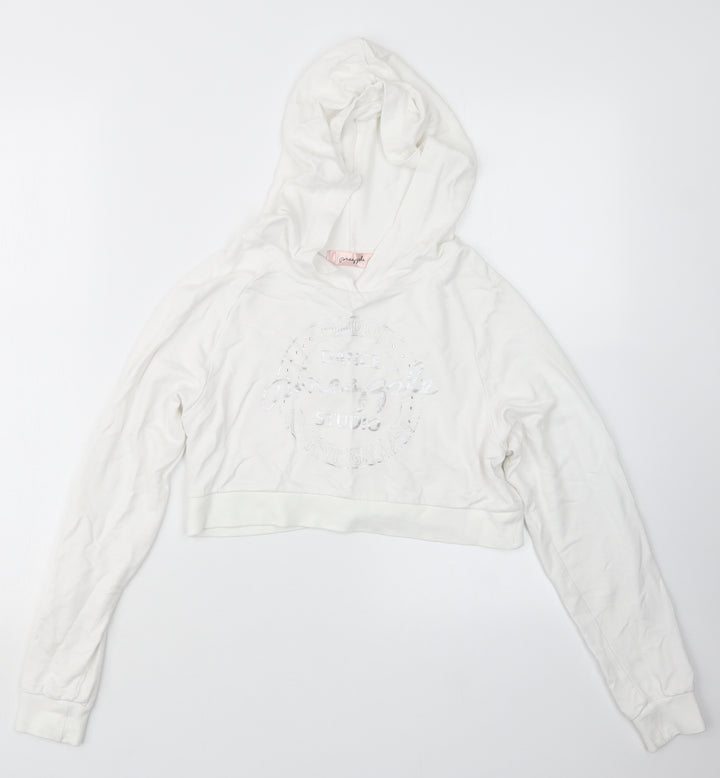 Pineapple Girls White   Pullover Hoodie Size 11-12 Years  - Cropped
