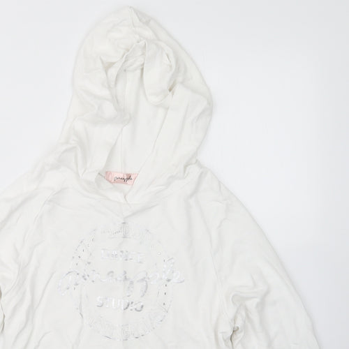 Pineapple Girls White   Pullover Hoodie Size 11-12 Years  - Cropped
