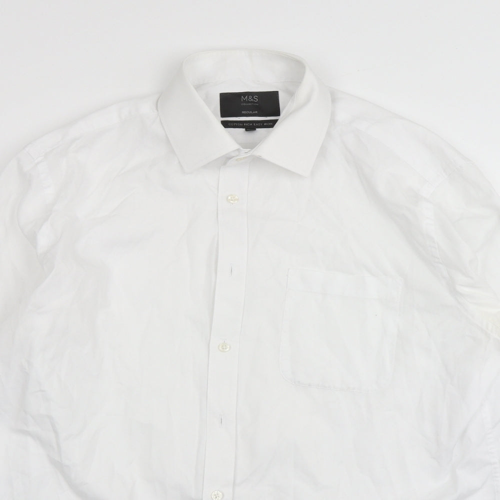 M&S Collection Mens White    Dress Shirt Size 16.5