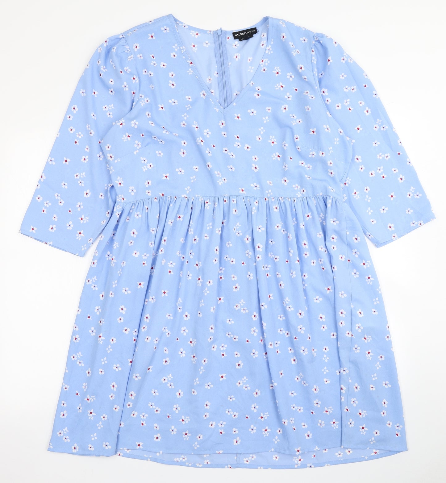 Wednesday's girl Womens Blue Floral  Skater Dress  Size 18