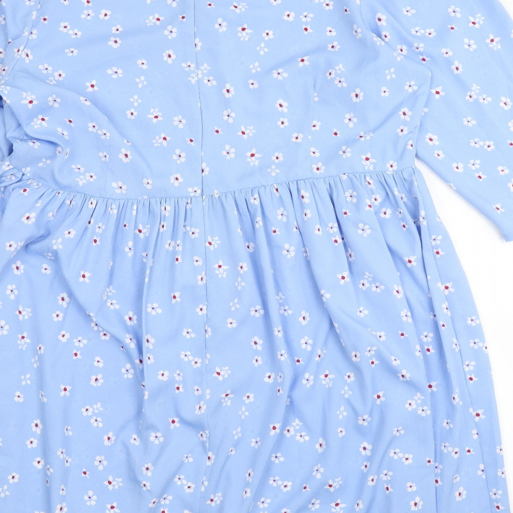 Wednesday's girl Womens Blue Floral  Skater Dress  Size 18