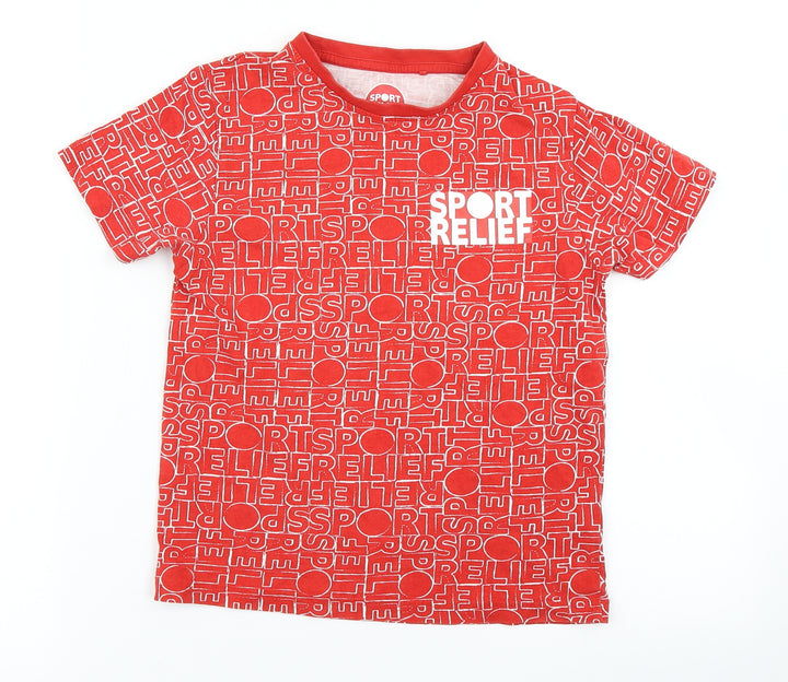 Sport Relief Boys Red Polka Dot Basic T-Shirt Size 5-6 Years
