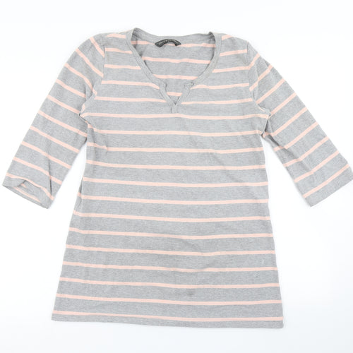 Blooming Marvellous Womens Grey Striped  Basic T-Shirt Size L