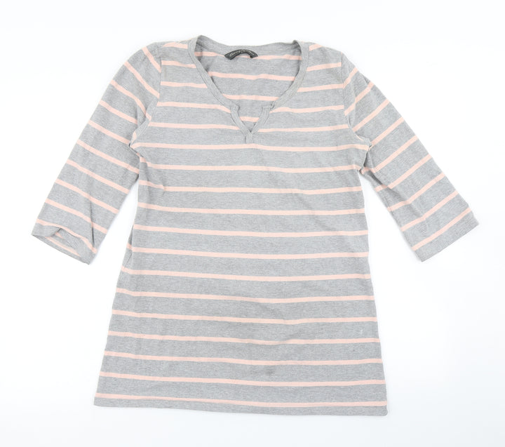 Blooming Marvellous Womens Grey Striped Basic T-Shirt Size L