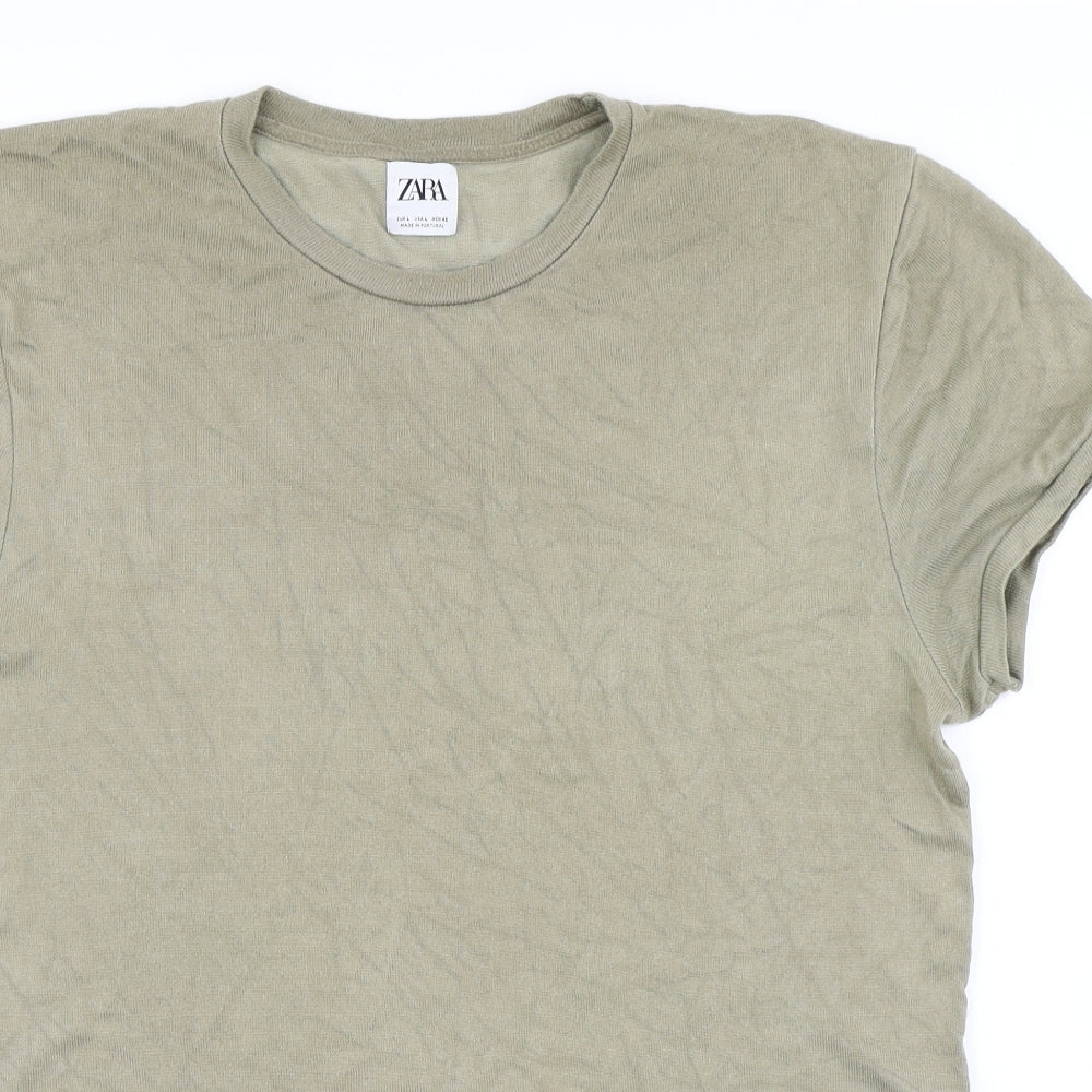 Zara Mens Green    T-Shirt Size L
