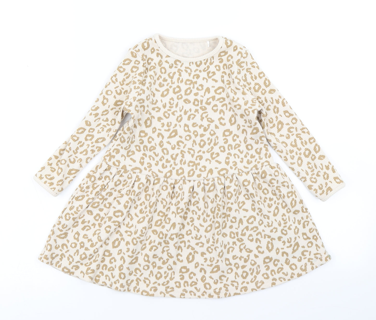 George Girls Beige Animal Print  Skater Dress  Size 2-3 Years