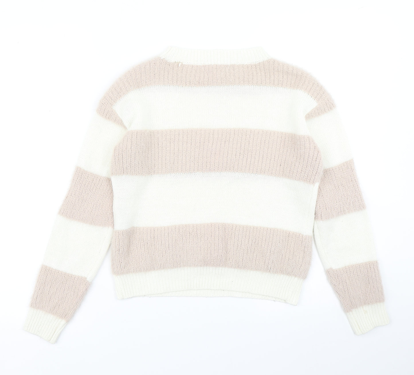915 Generation Girls Pink Striped Knit Pullover Jumper Size 10-11 Years