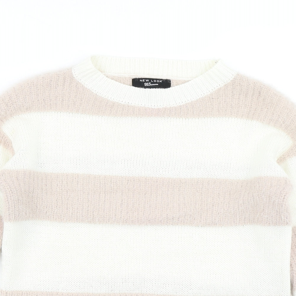 915 Generation Girls Pink Striped Knit Pullover Jumper Size 10-11 Years