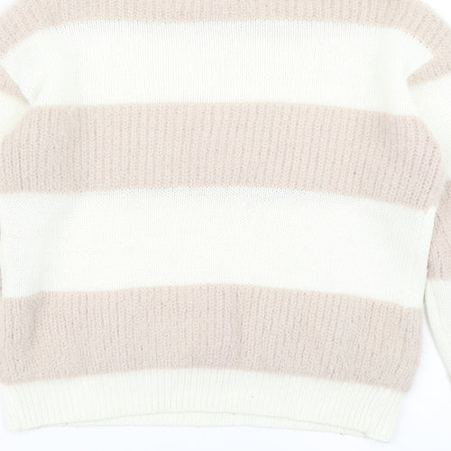 915 Generation Girls Pink Striped Knit Pullover Jumper Size 10-11 Years