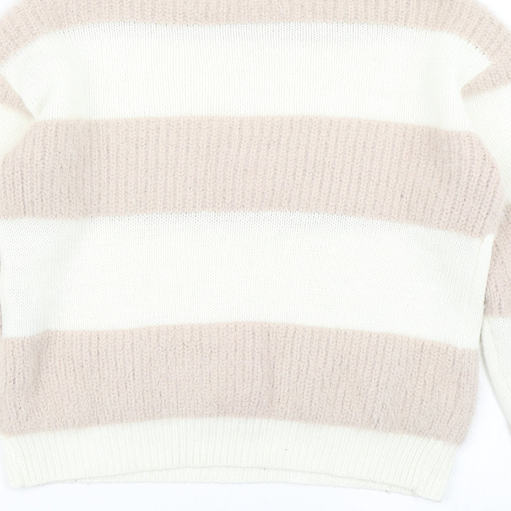 915 Generation Girls Pink Striped Knit Pullover Jumper Size 10-11 Years