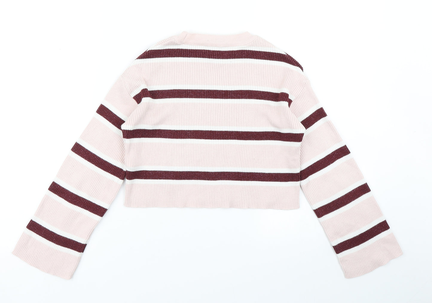 915 Generation Girls Pink Striped  Pullover Jumper Size 10-11 Years  - Cropped