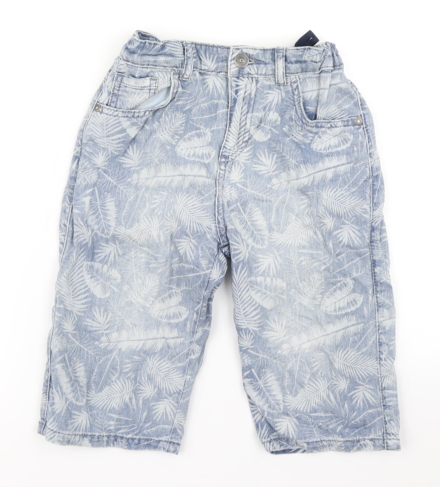 Lc walkiki Boys Blue Floral Denim Cargo Shorts Size 9-10 Years