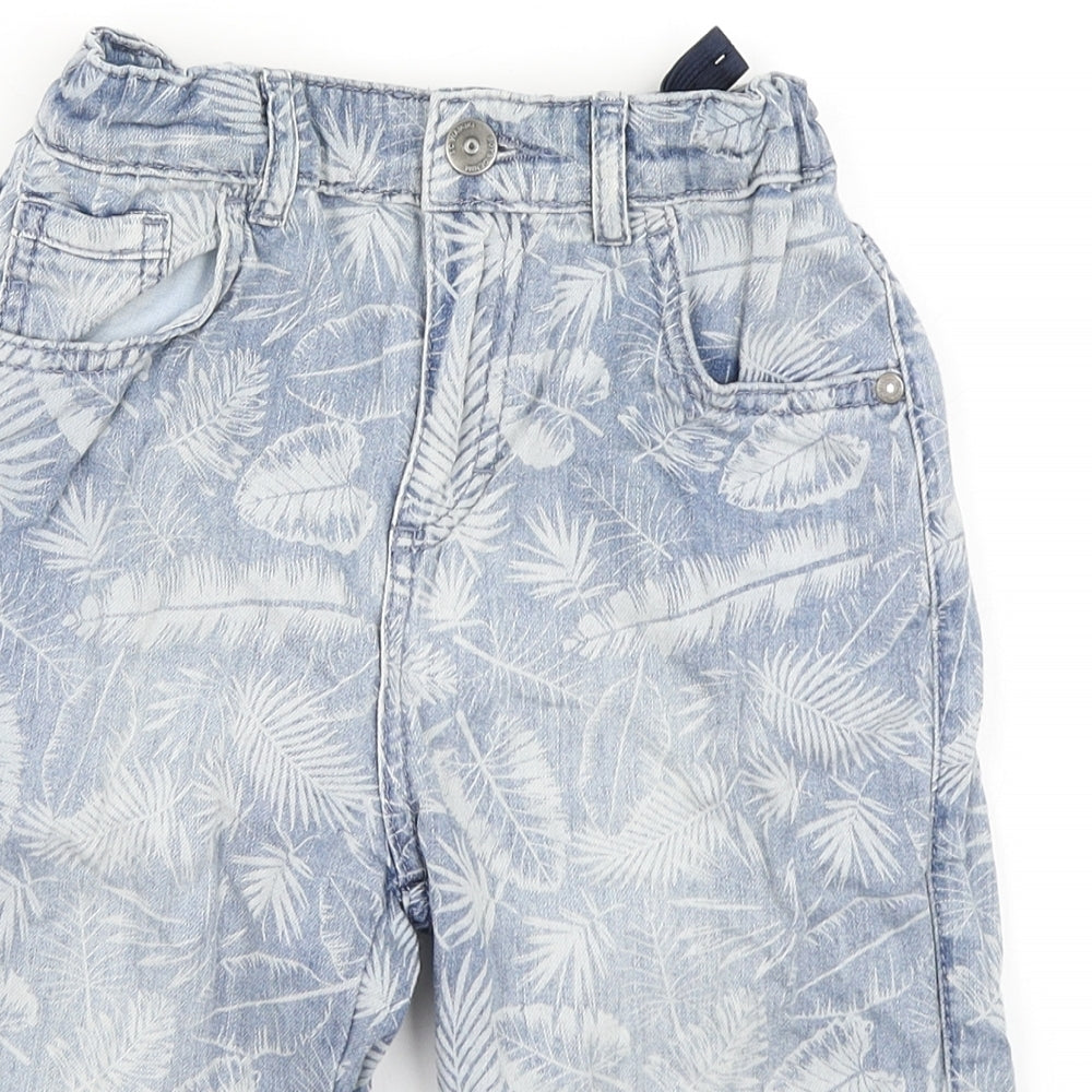 Lc walkiki Boys Blue Floral Denim Cargo Shorts Size 9-10 Years