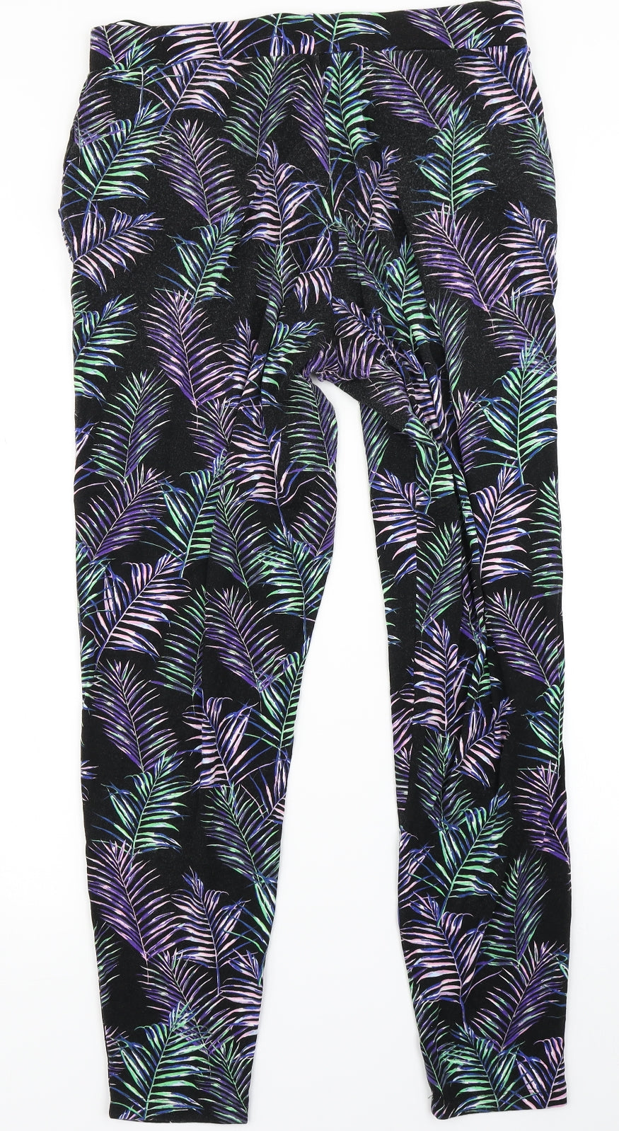 Nutmeg Womens Black Floral  Harem Trousers Size 12 L26 in