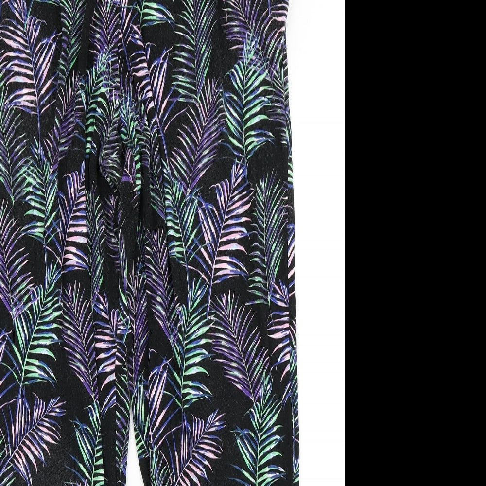 Nutmeg Womens Black Floral  Harem Trousers Size 12 L26 in