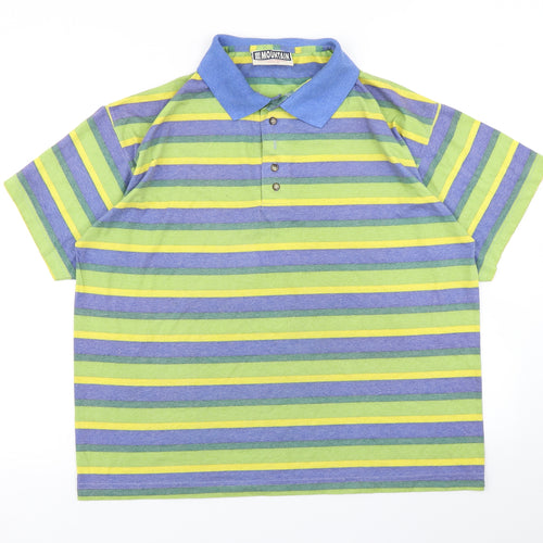 River Mountain Mens Green Striped   Polo Size M