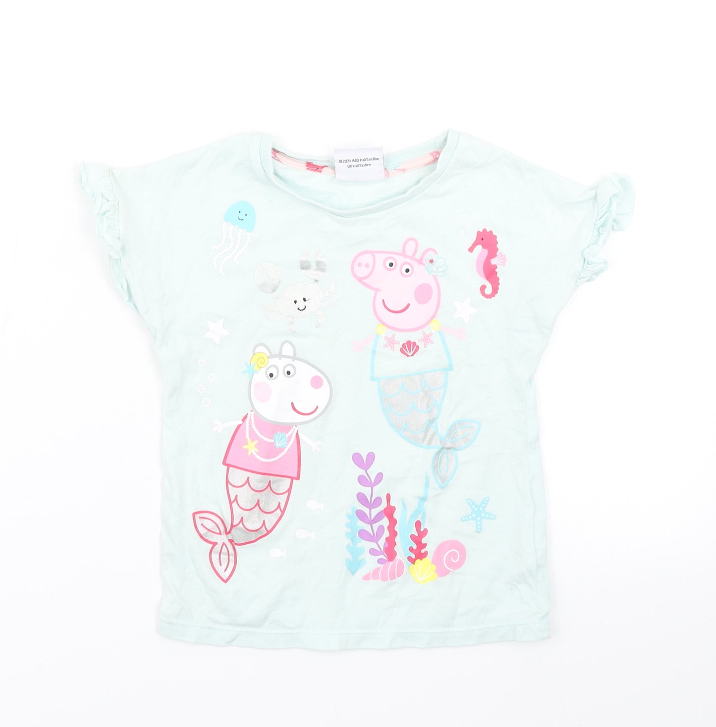 TU Girls Blue   Basic T-Shirt Size 2-3 Years  - Peppa Pig