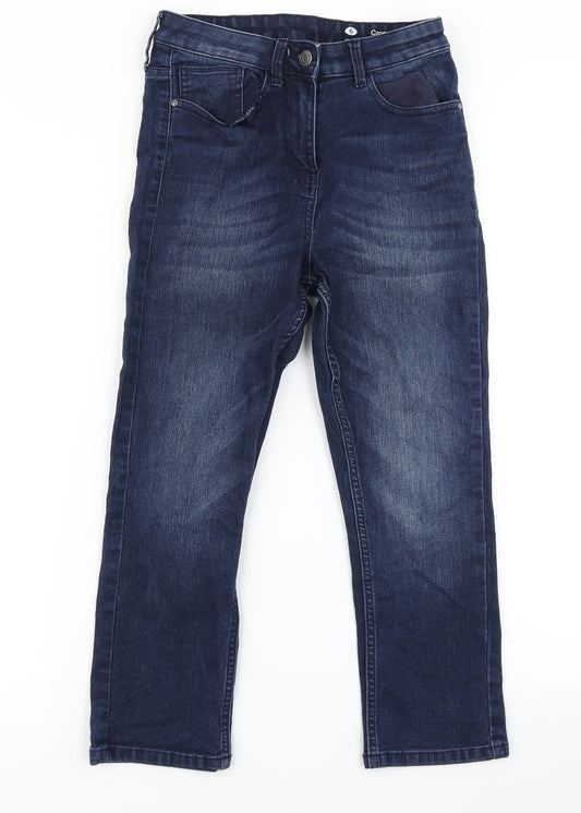 Front view of The Collection women’s blue denim cropped jeans, size UK 6, 20-inch leg