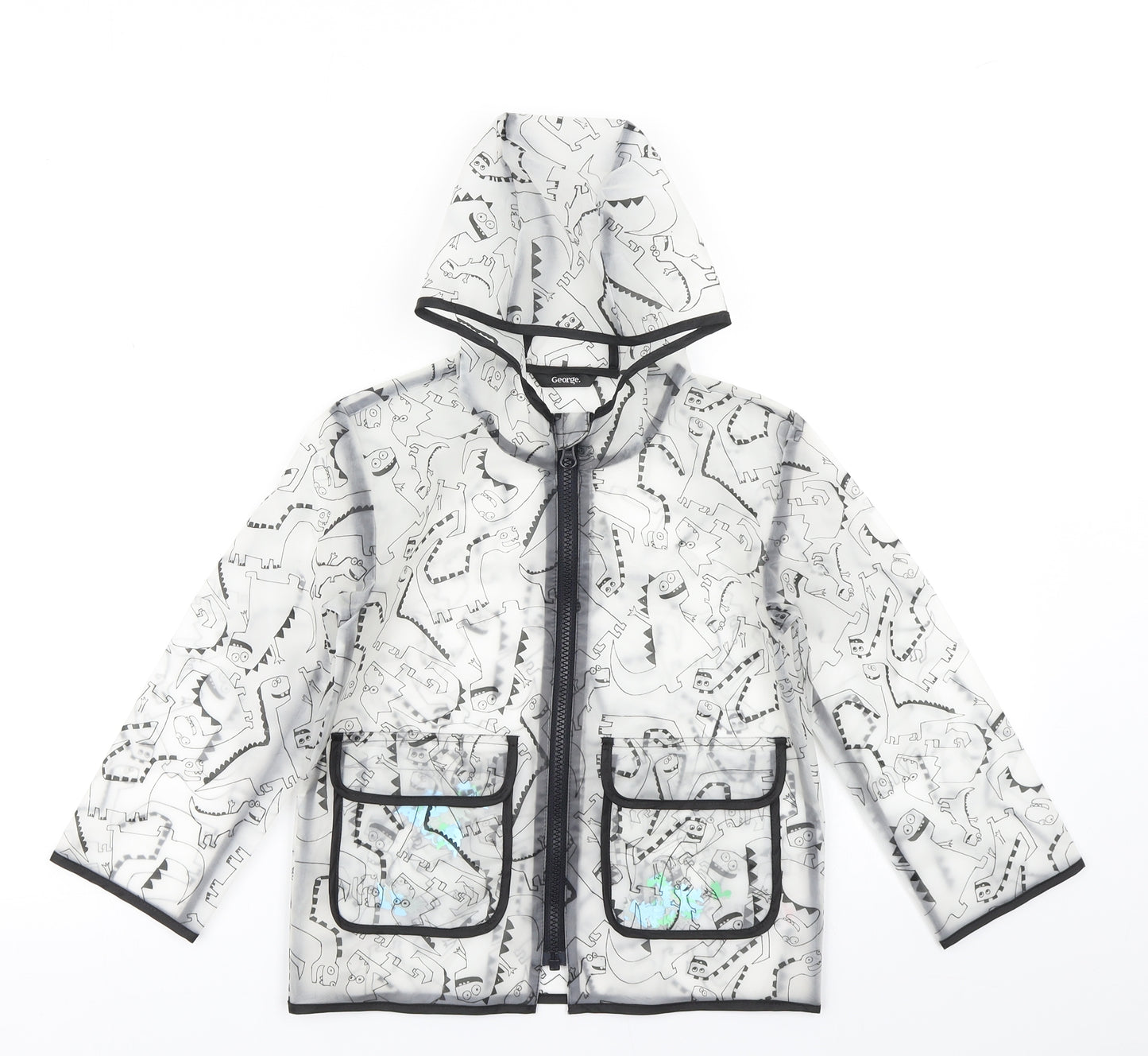George Boys Clear   Rain Coat Coat Size 4-5 Years  - Dinosaur Print