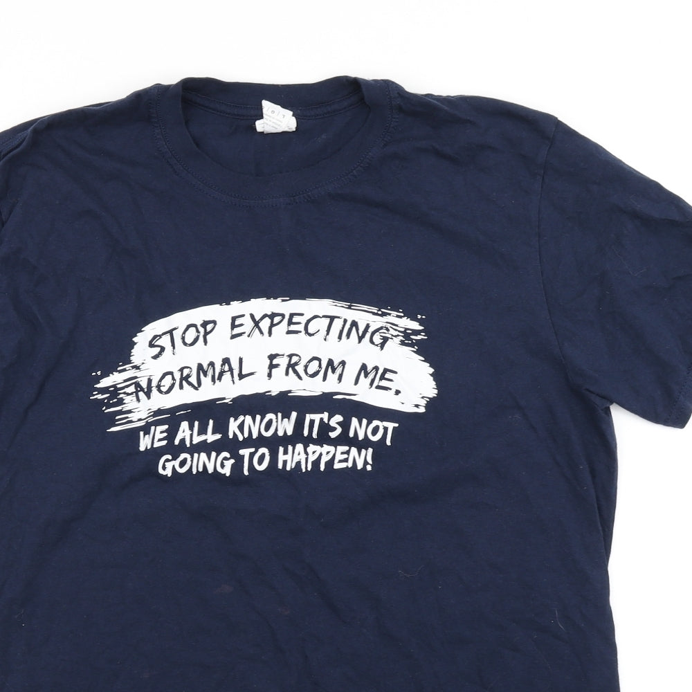 Gildan Mens Blue    T-Shirt Size L