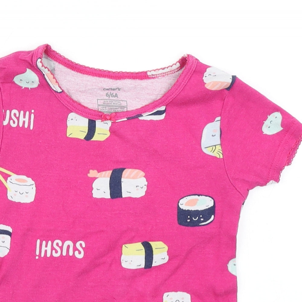 Carter's Girls Pink   Basic T-Shirt Size 6 Years  - sushi Print