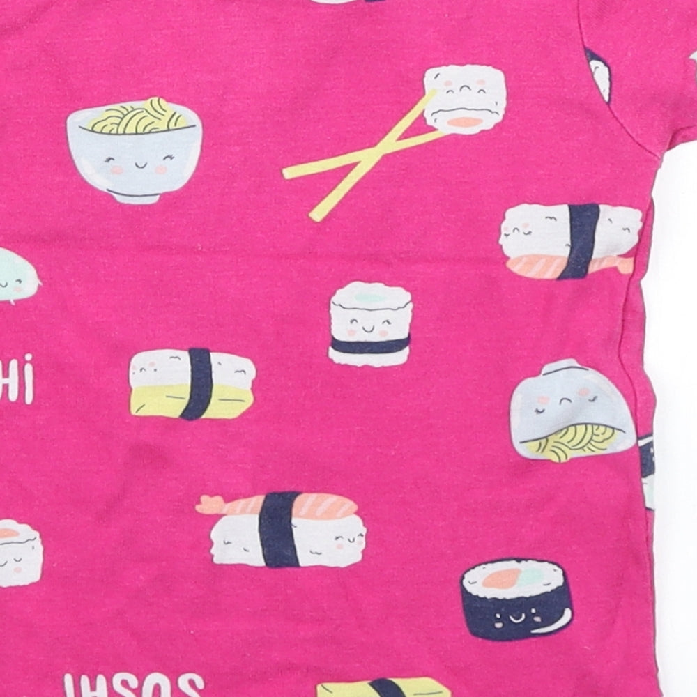 Carter's Girls Pink   Basic T-Shirt Size 6 Years  - sushi Print
