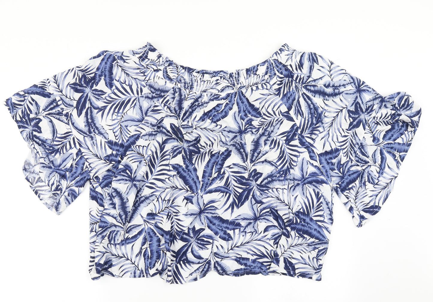 Roman Womens Blue Floral  Basic Blouse Size 18
