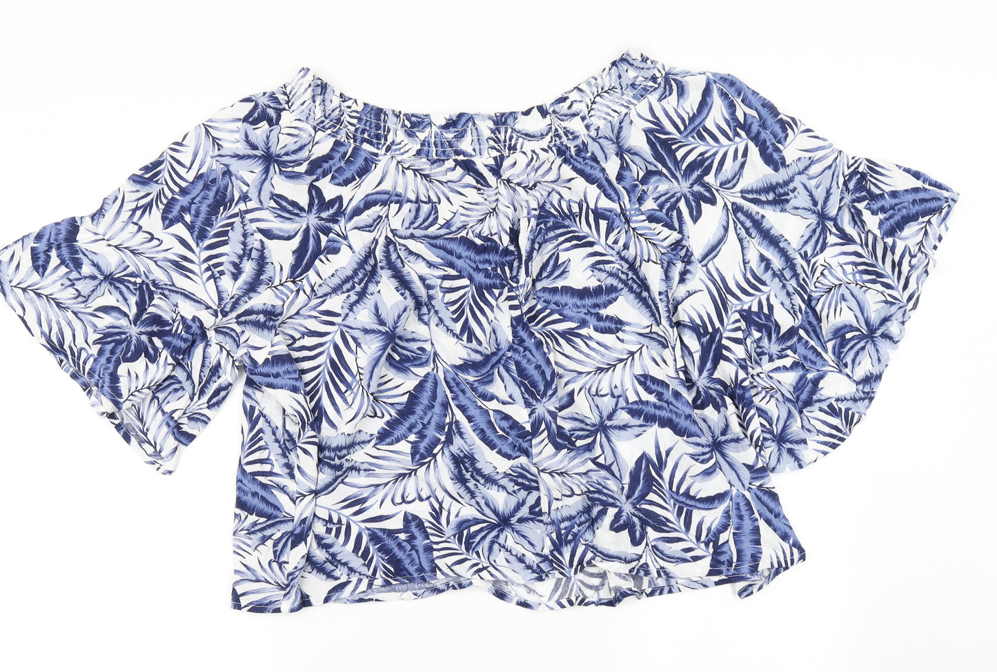 Roman Womens Blue Floral  Basic Blouse Size 18