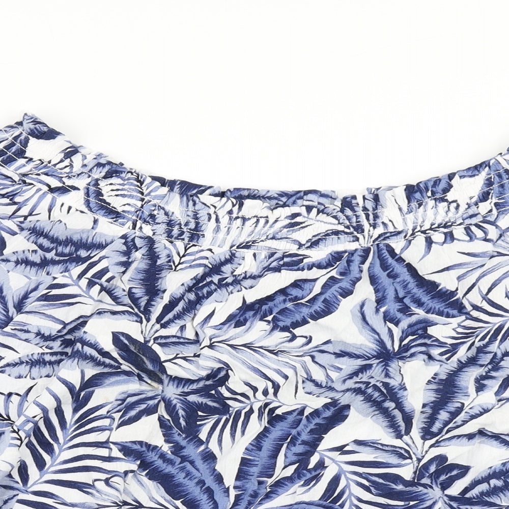 Roman Womens Blue Floral  Basic Blouse Size 18