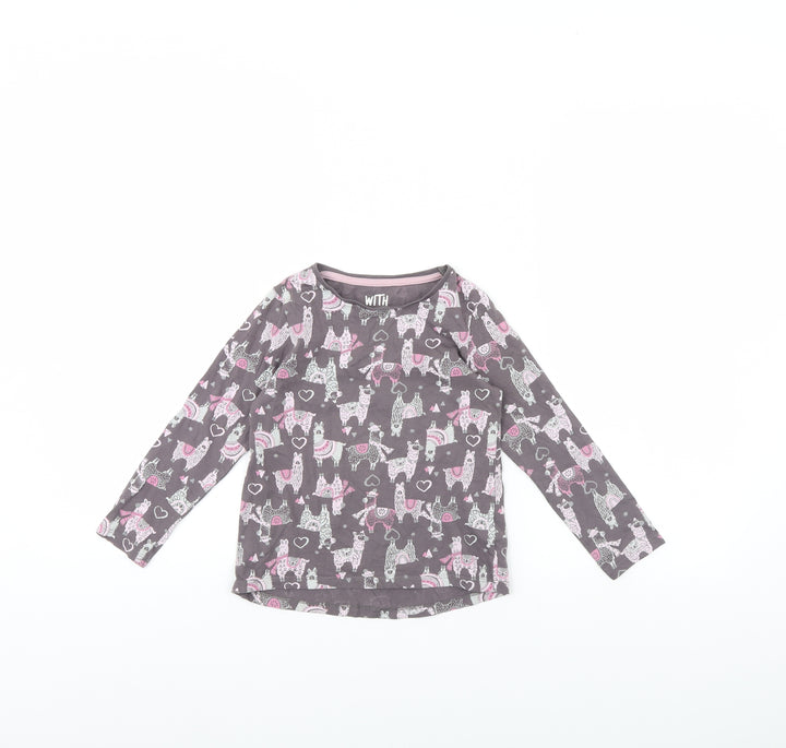 F&F Girls Brown Animal Print  Basic T-Shirt Size 5 Years