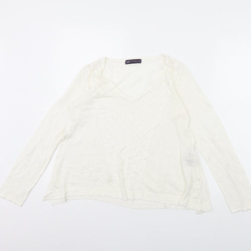 M&S Womens White   Pullover Jumper Size 10
