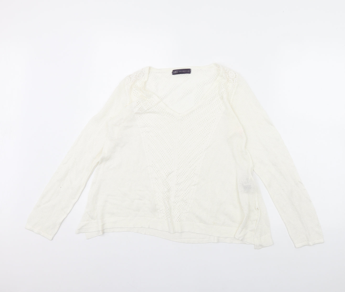M&S Womens White   Pullover Jumper Size 10