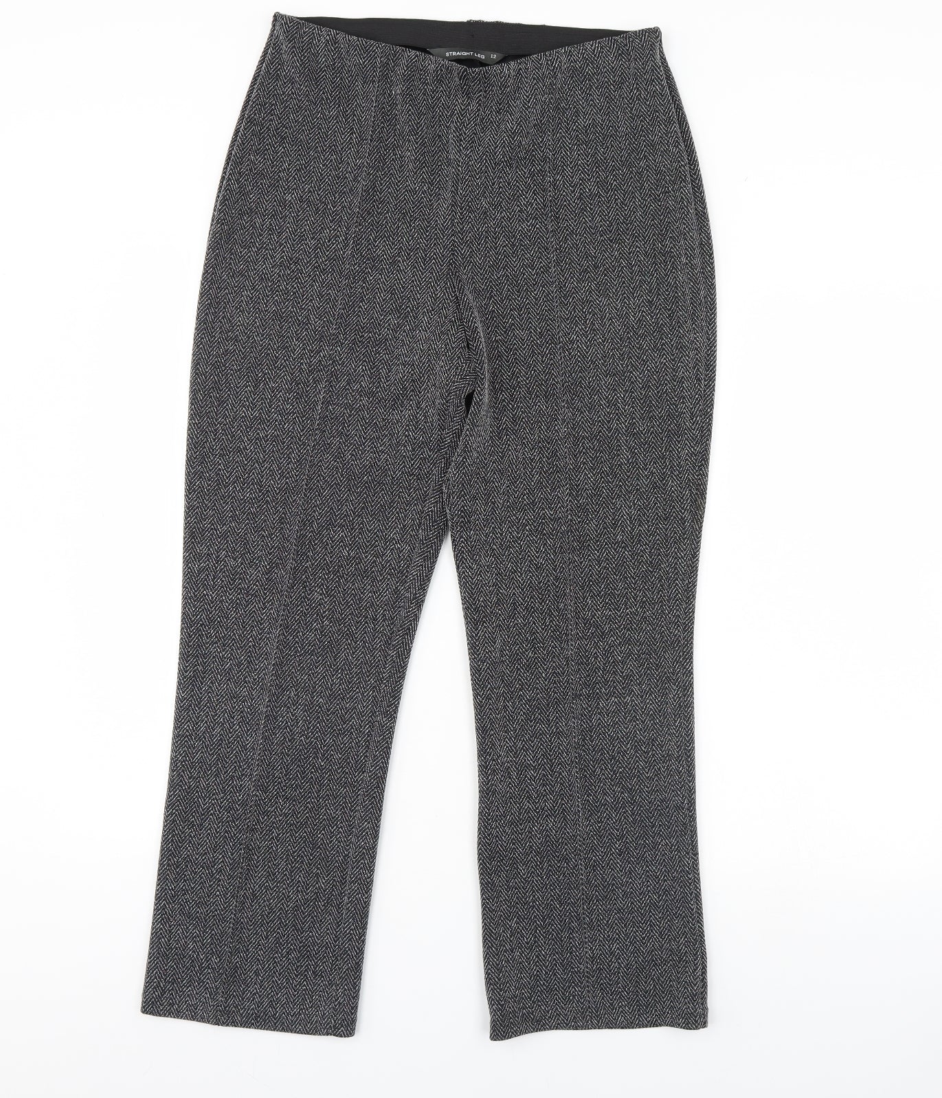 Bonmarche Womens Black Herringbone  Trousers  Size 12 L30 in
