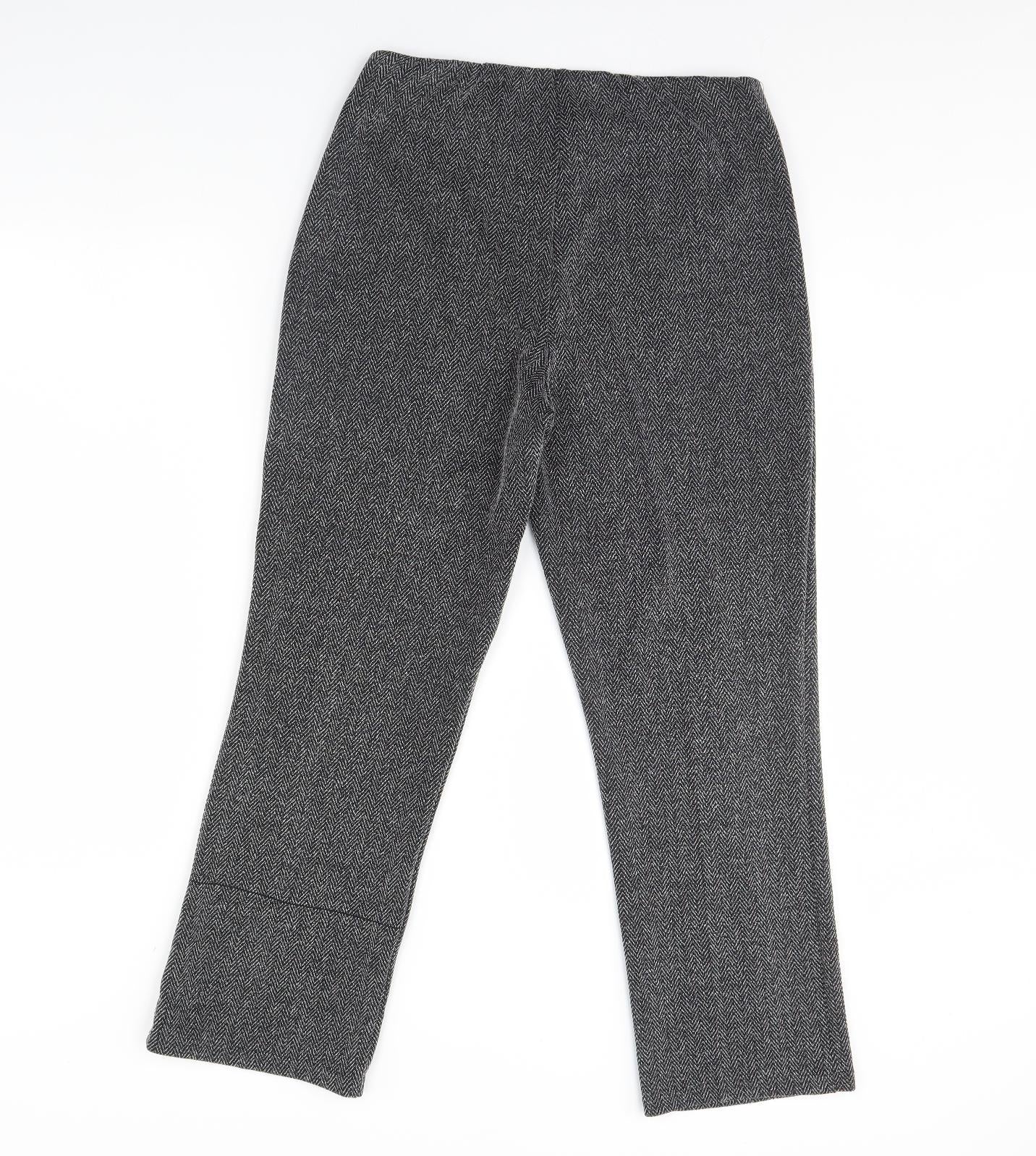 Bonmarche Womens Black Herringbone  Trousers  Size 12 L30 in