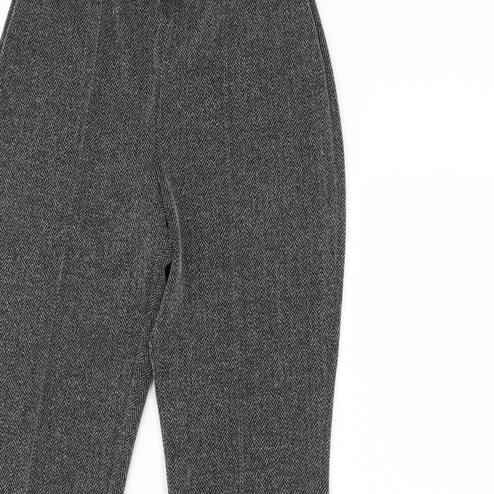 Bonmarche Womens Black Herringbone  Trousers  Size 12 L30 in
