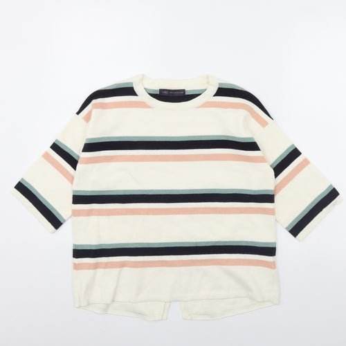 M&S Womens Ivory Striped  Pullover Jumper Size S
