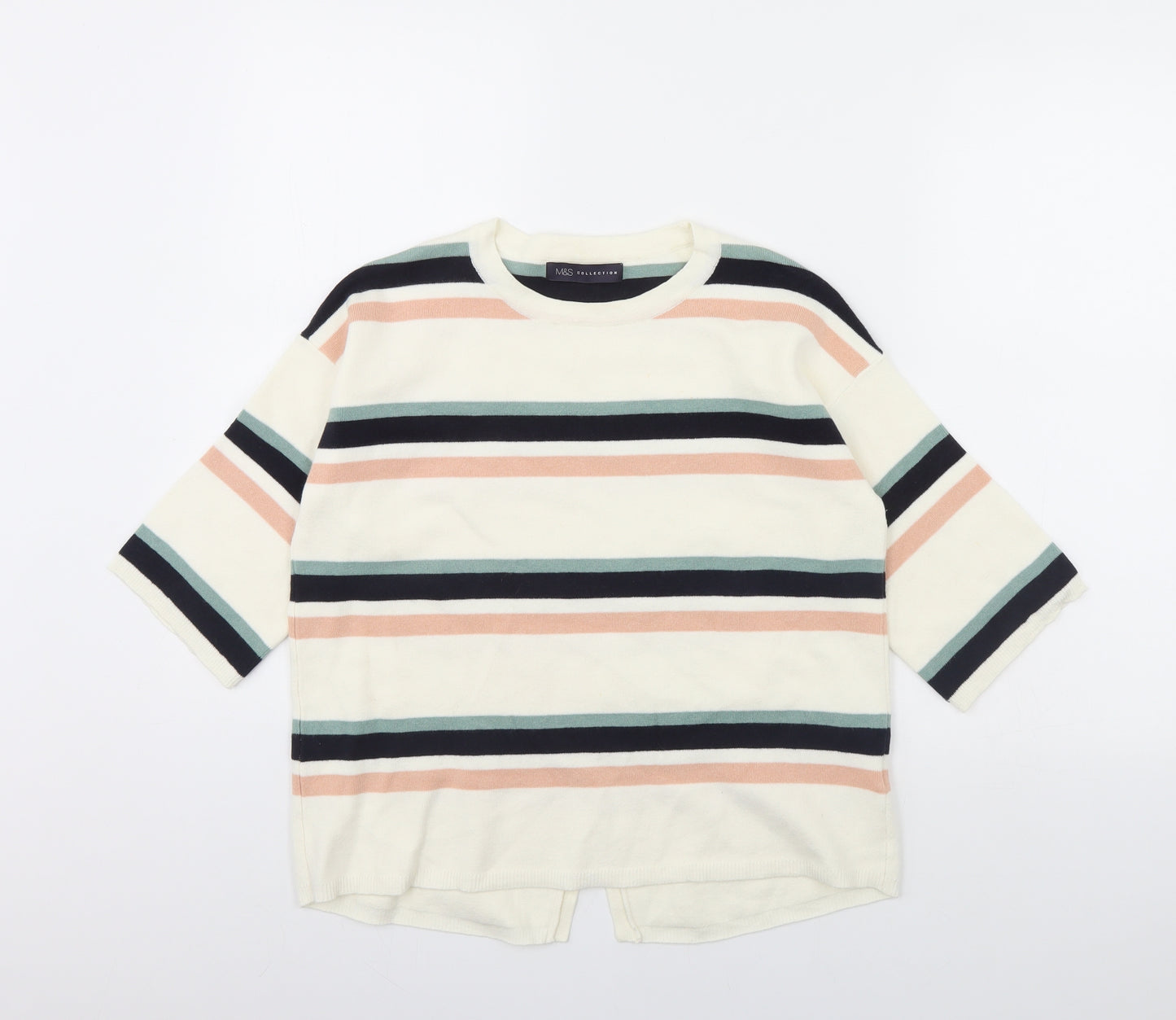 M&S Womens Ivory Striped  Pullover Jumper Size S