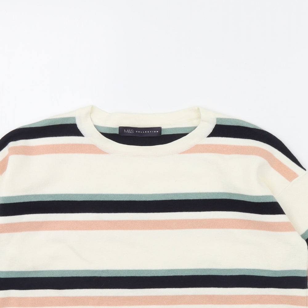 M&S Womens Ivory Striped  Pullover Jumper Size S