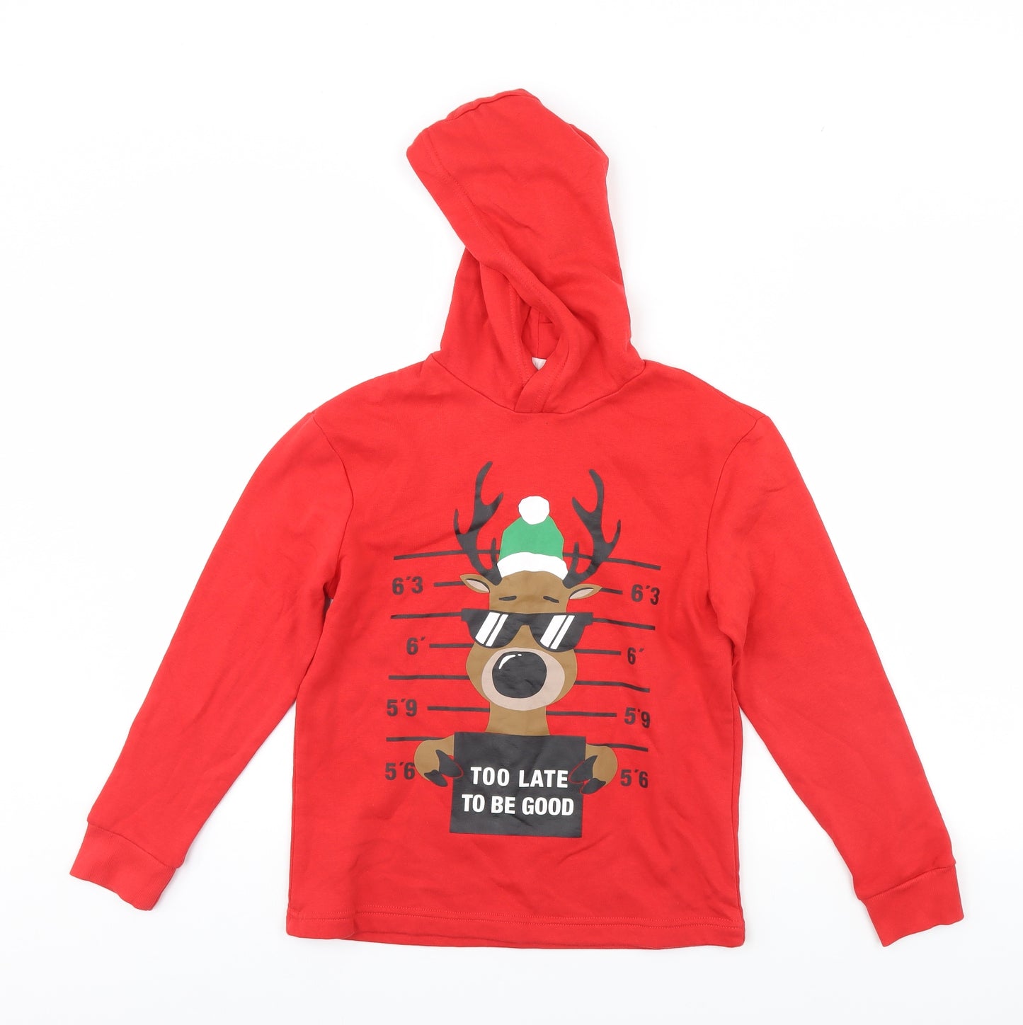 H&M Girls Red   Pullover Hoodie Size 8 Years  - christmas