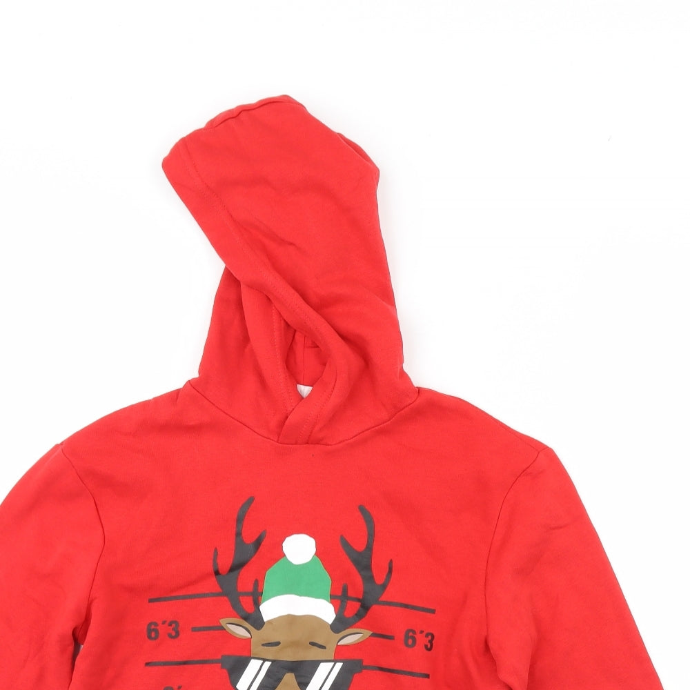 H&M Girls Red   Pullover Hoodie Size 8 Years  - christmas