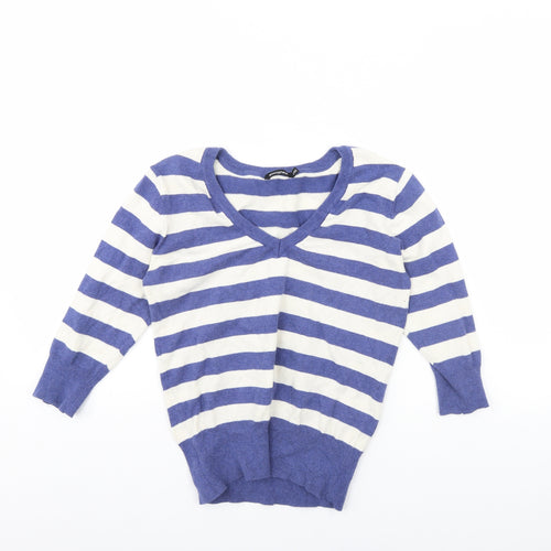 Atmosphere Womens White Striped  Pullover Jumper Size 12