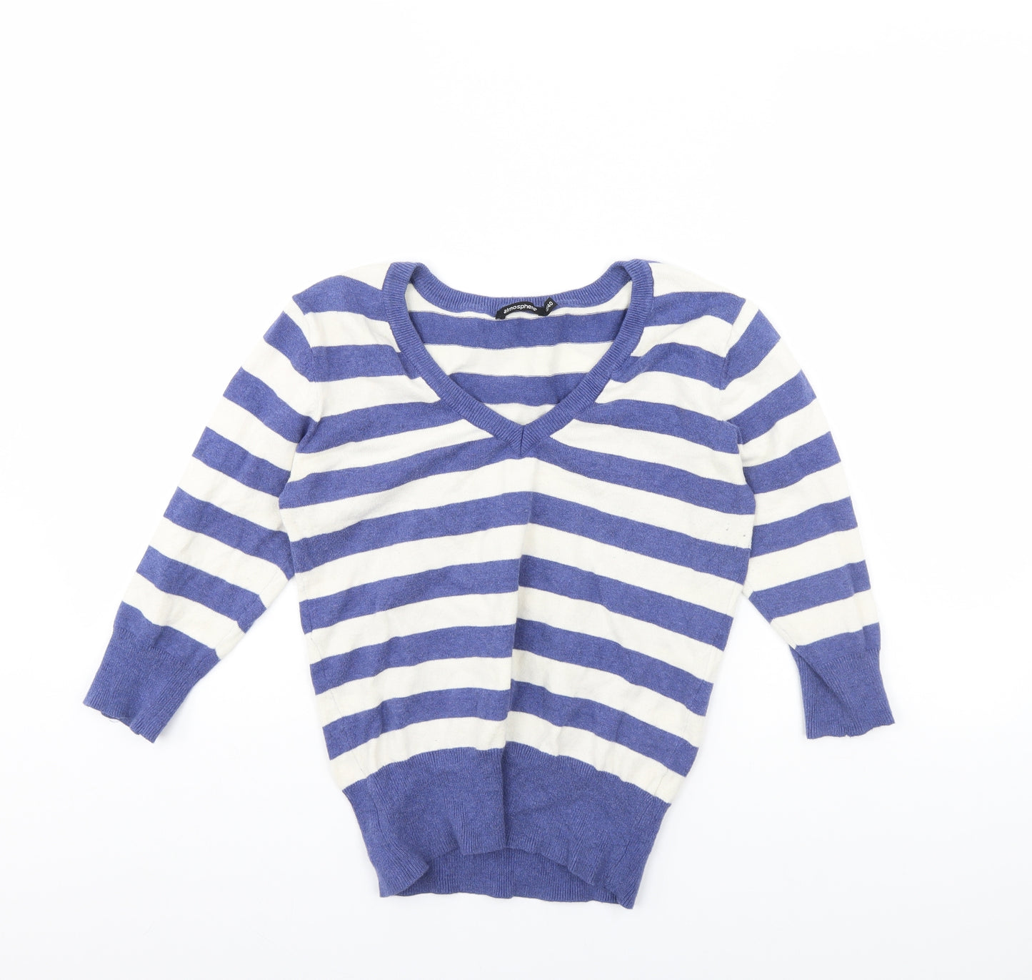 Atmosphere Womens White Striped  Pullover Jumper Size 12