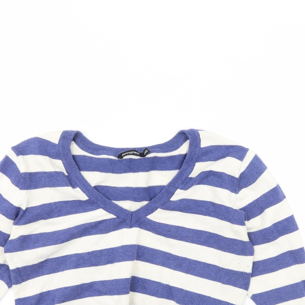 Atmosphere Womens White Striped  Pullover Jumper Size 12