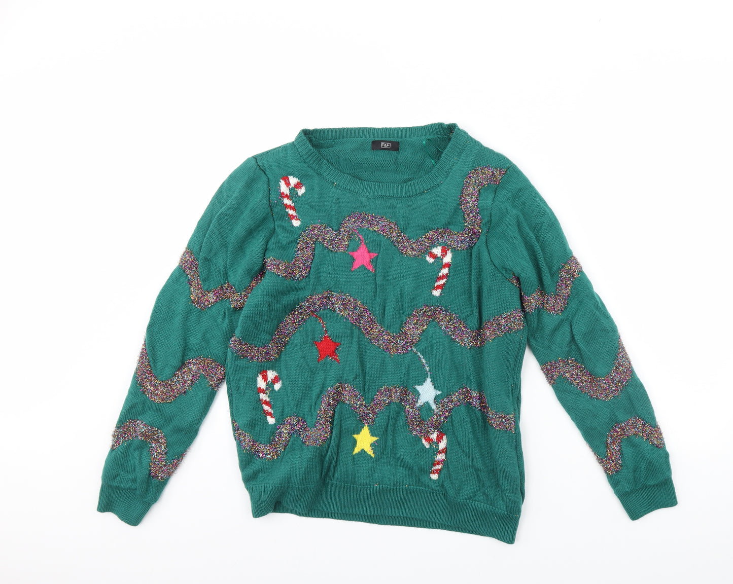 F&F Womens Green   Pullover Jumper Size 14  - Christmas jumper