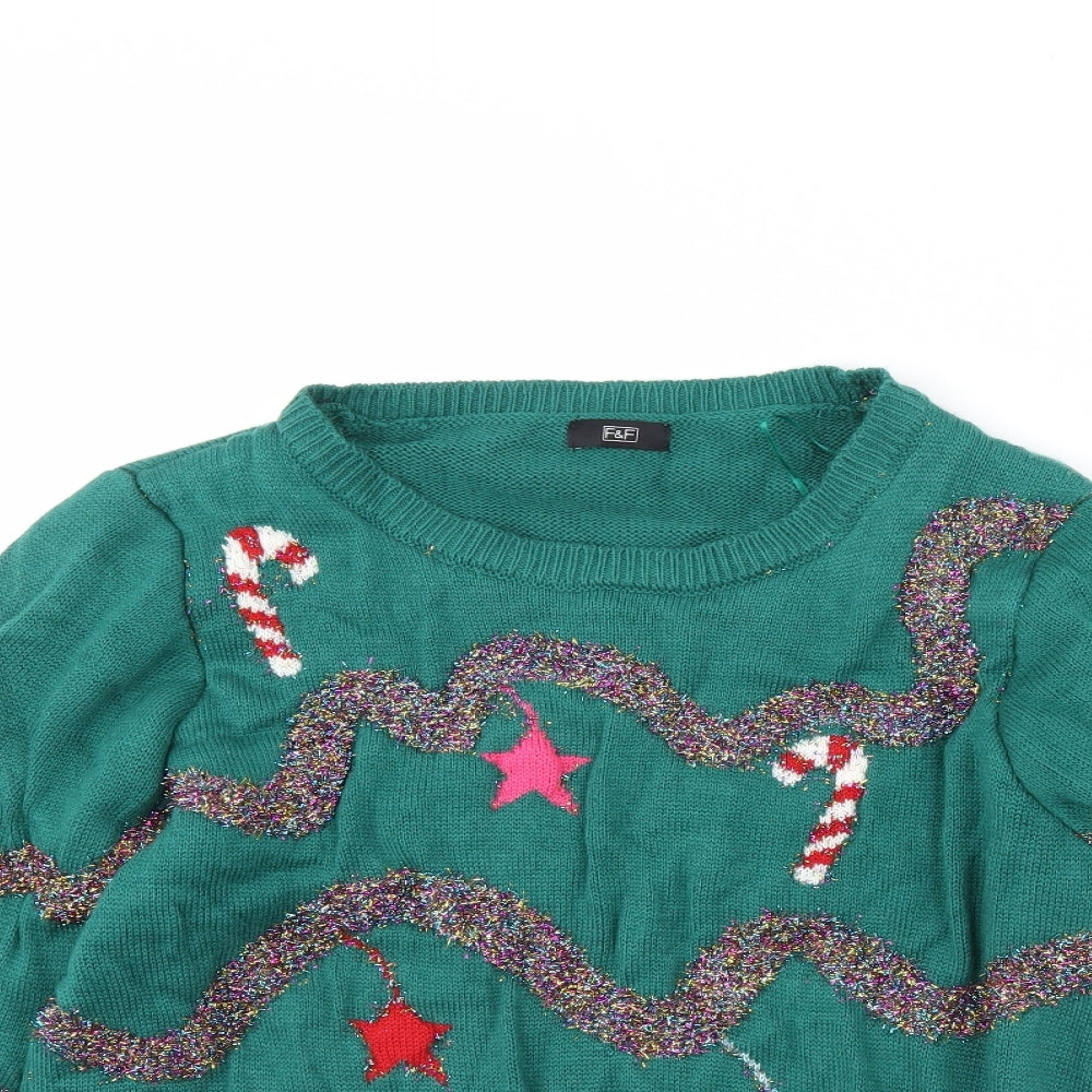 F&F Womens Green   Pullover Jumper Size 14  - Christmas jumper