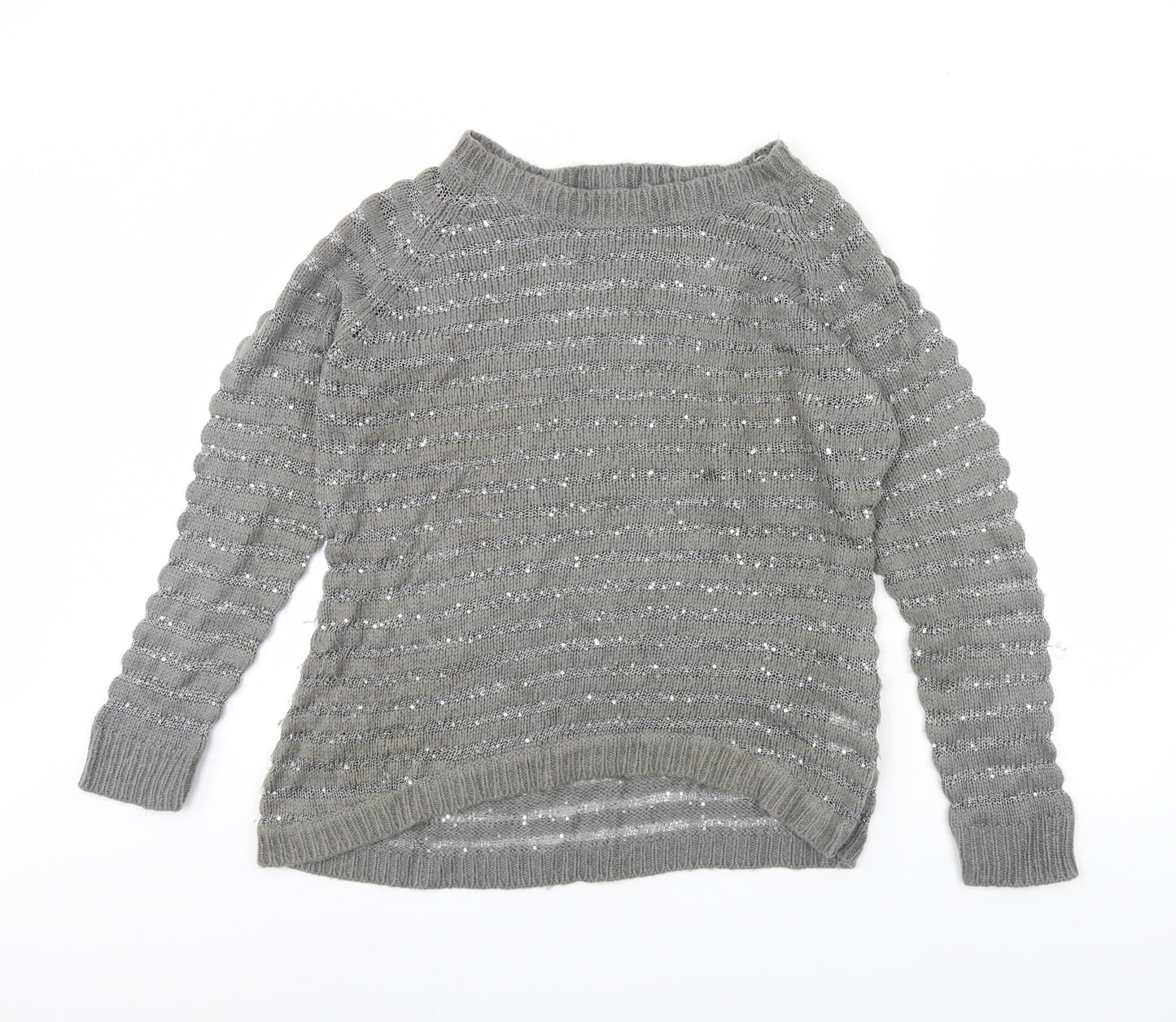 Originals Womens Grey Striped  Pullover Jumper Size L