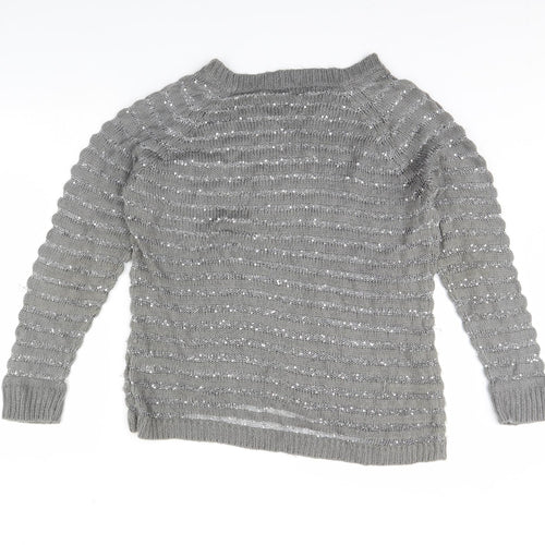 Originals Womens Grey Striped  Pullover Jumper Size L